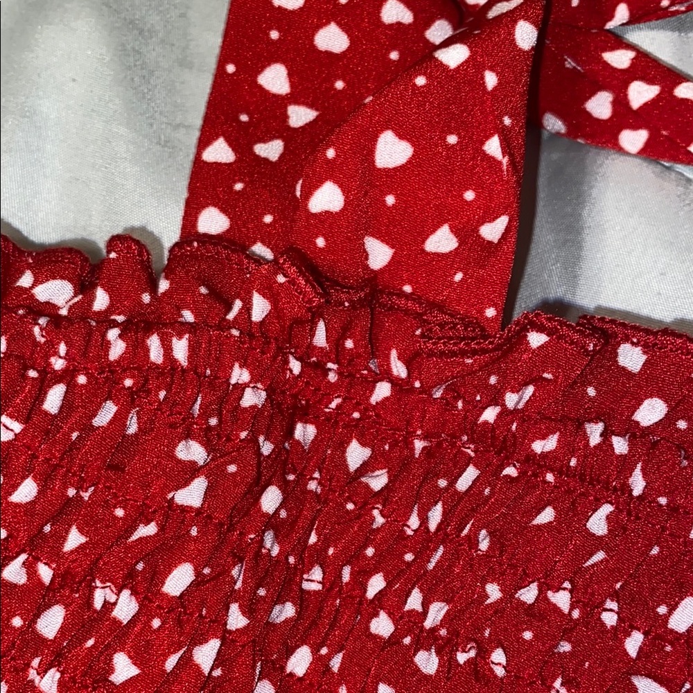 NWOT Red Smocked Crop Top - Picture 3 of 3